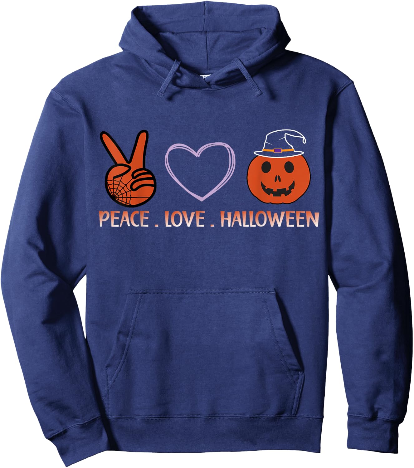 Peace Love Halloween Spirit Spooky Necromancer Hoodie - Hoodie | Navy