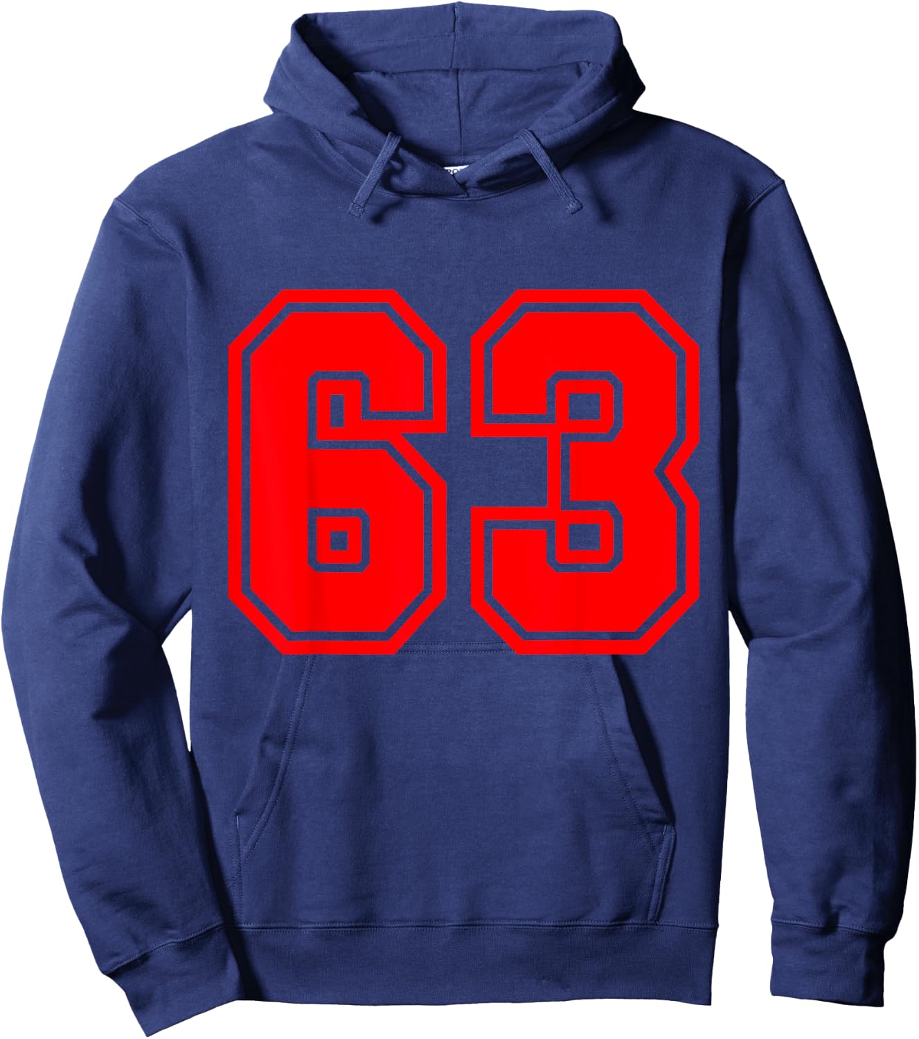 Number #63 Red Varsity Favorite Number Hoodie - Hoodie | Navy