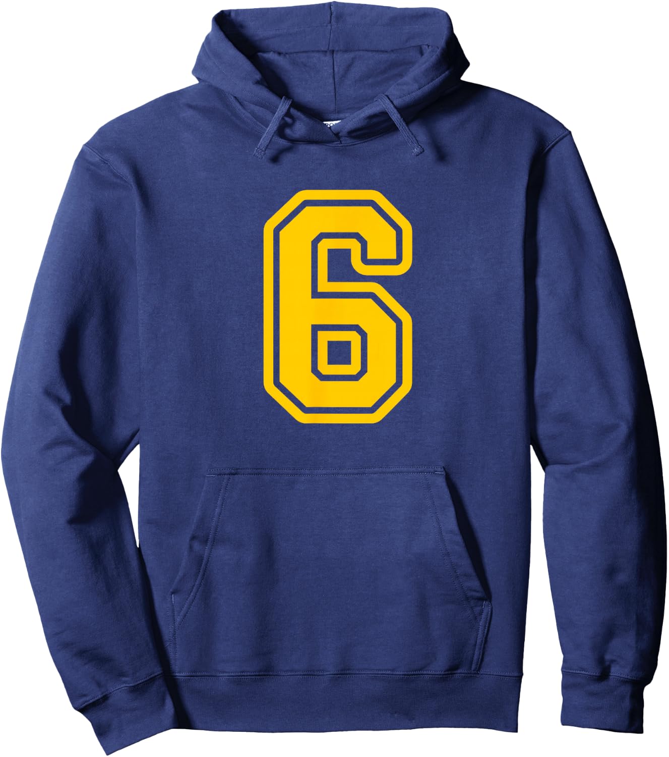 Yellow Sports Team Number #6 Hoodie - Hoodie | Navy