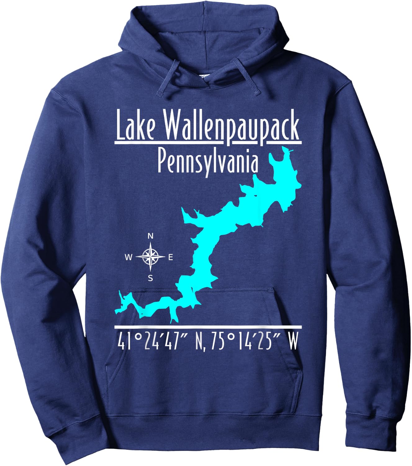 Modern Lake Wallenpaupack, Pennsylvania Hoodie - Hoodie | Navy