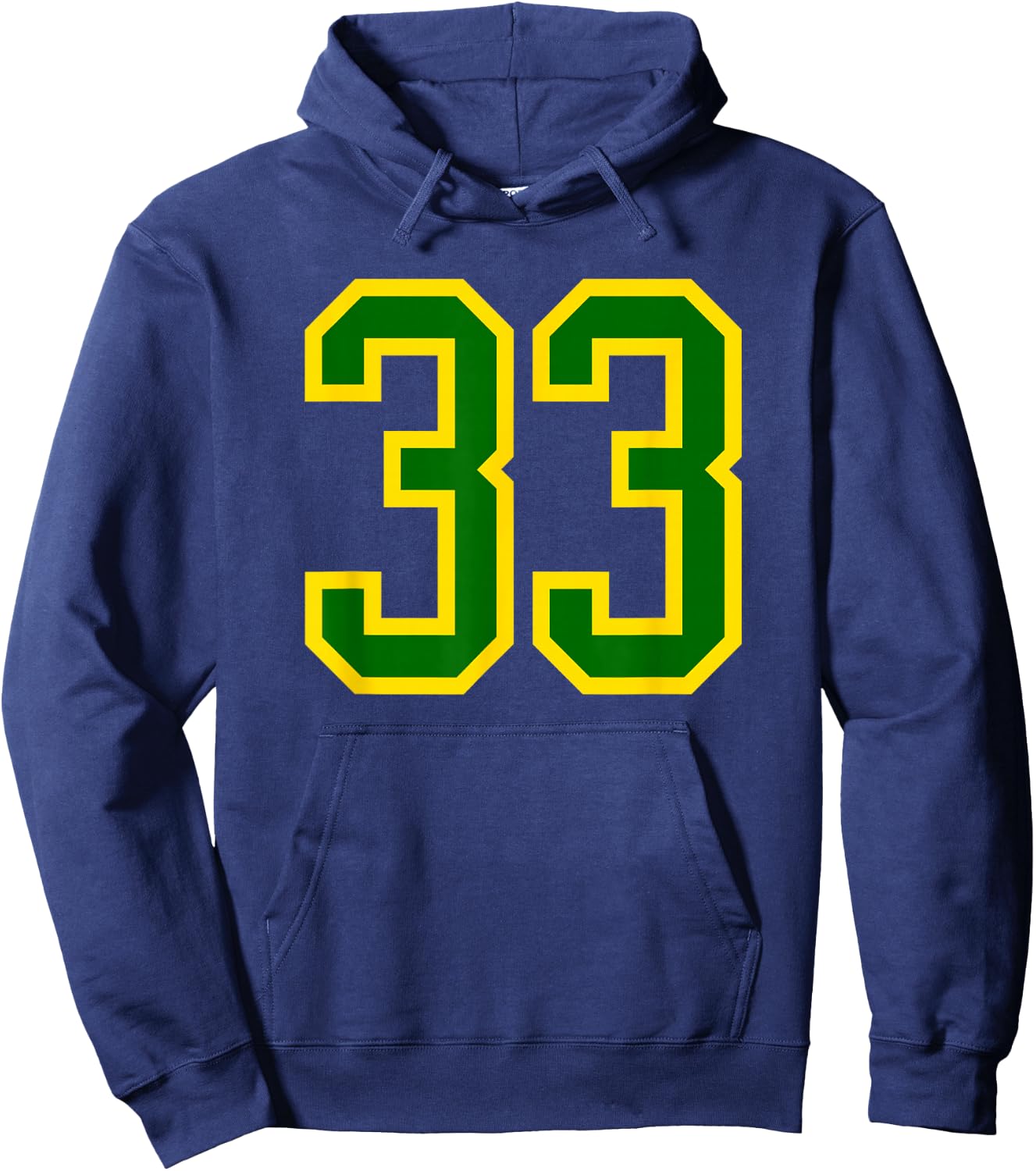 Green Yellow Sports Team Number #33 Hoodie - Hoodie | Navy