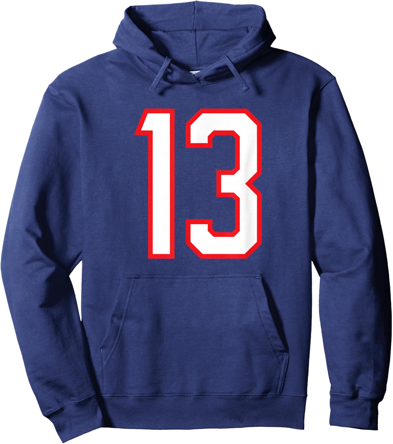 Number #13 White Red Plain Number Hoodie - Hoodie | Navy