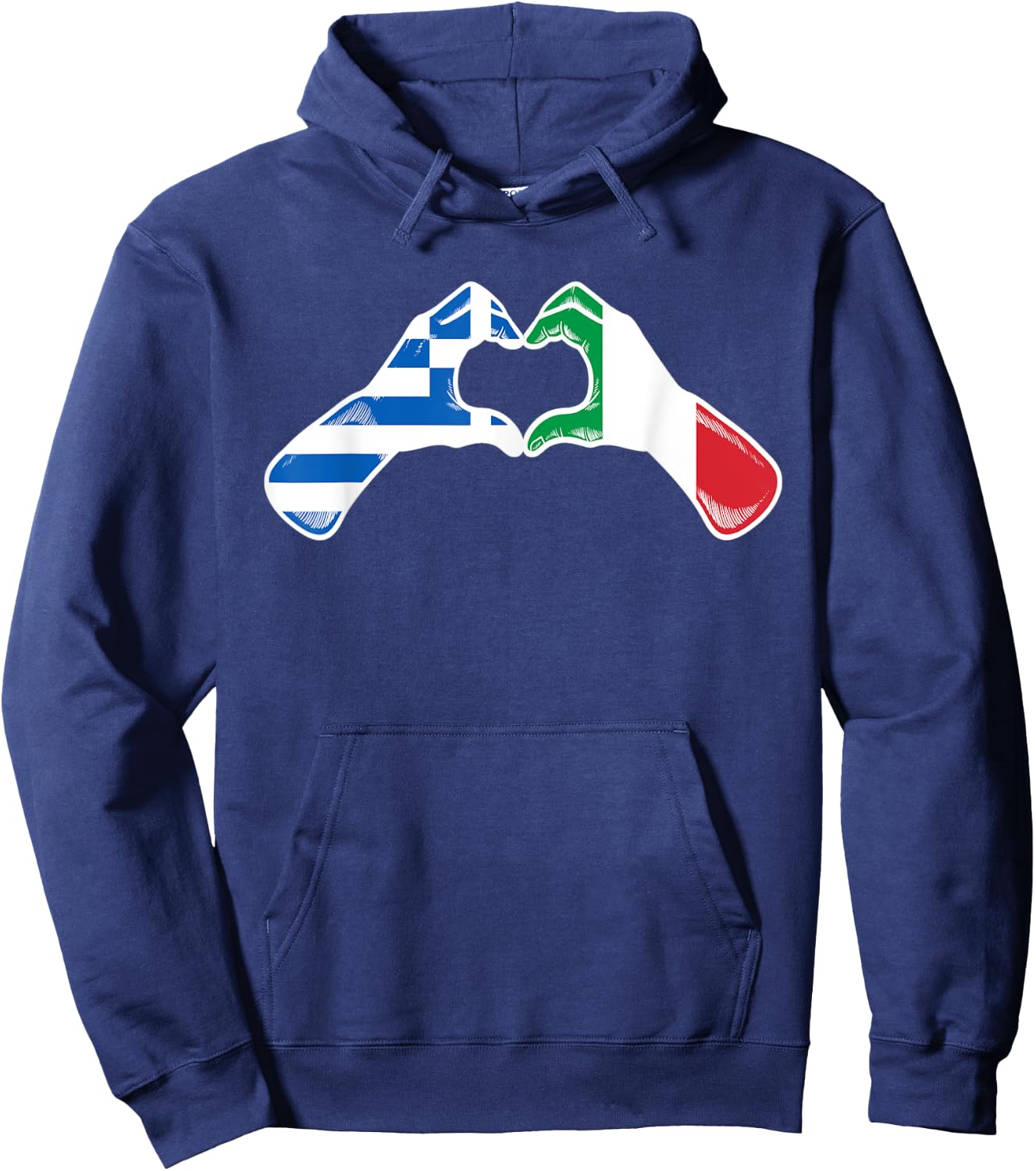 Greece Italian Flag - Greek Italy Heart Hoodie - Hoodie | Navy