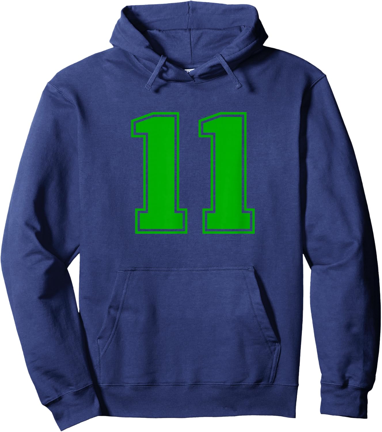 Number #11 Green Sports Team Hoodie - Hoodie | Navy