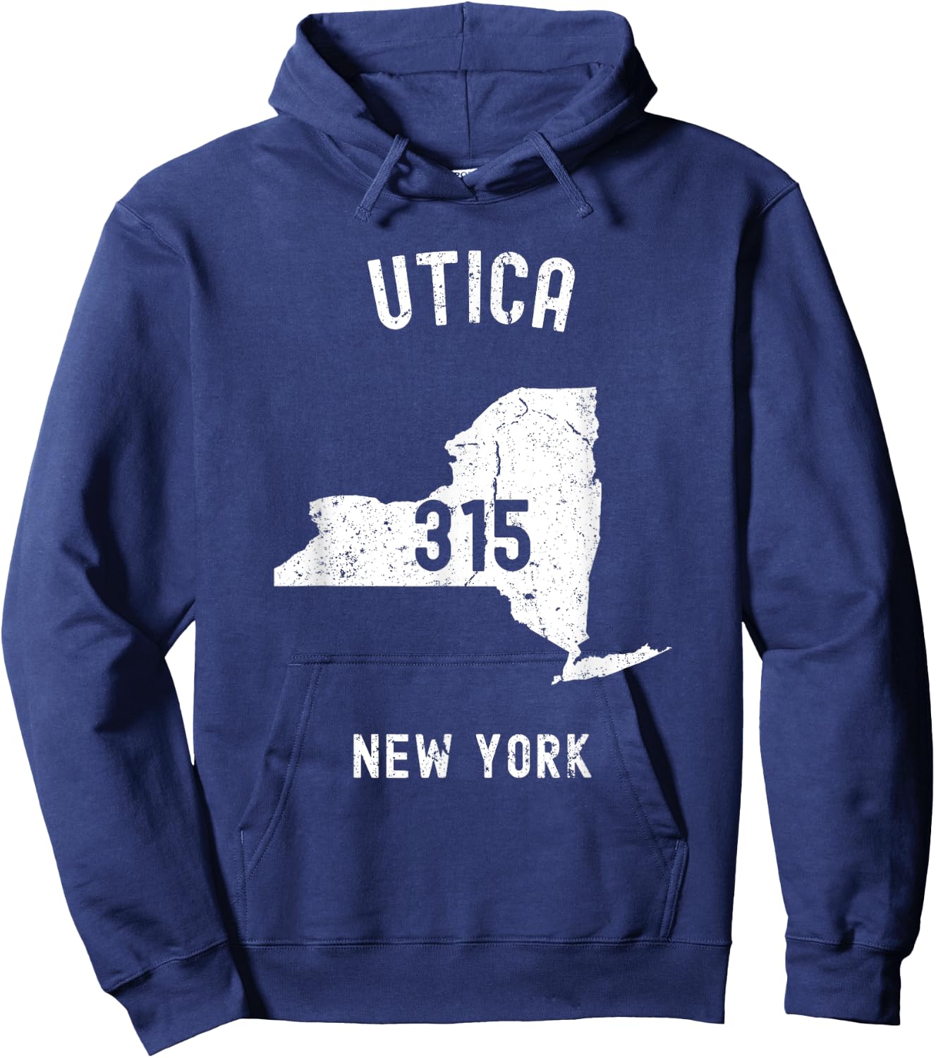 Utica New York NY 315 Vintage Athletic Style Hoodie - Hoodie | Navy