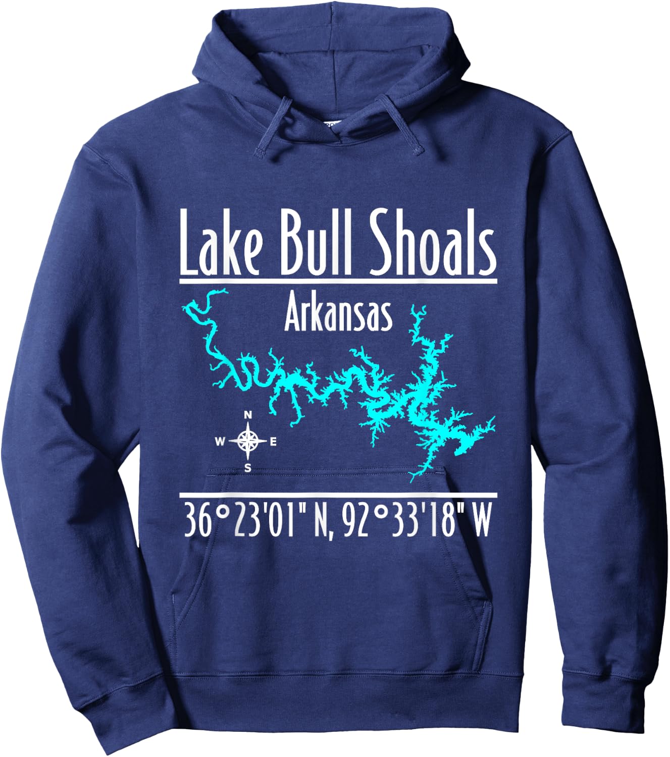 Modern Lake Bull Shoals - Arkansas Hoodie - Hoodie | Navy