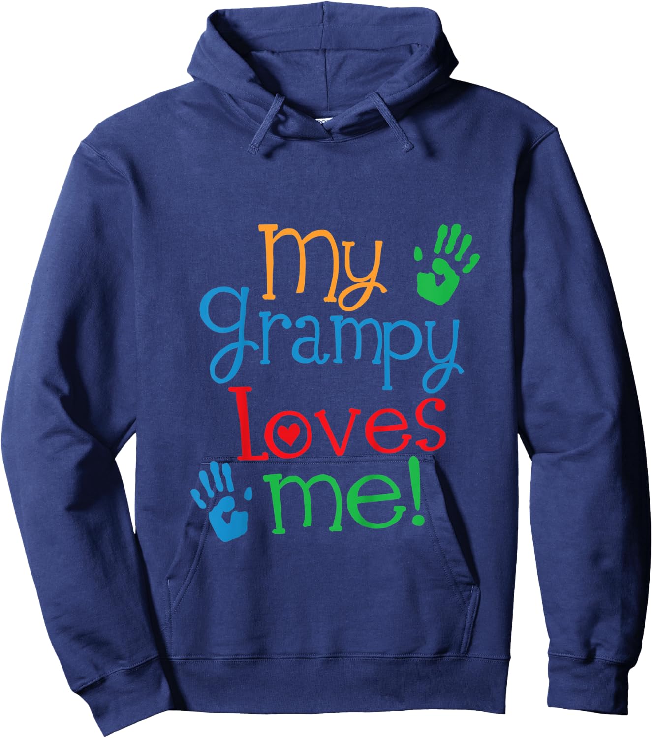 Kids My Grampy Loves Me Grandchild Handprints Hoodie - Hoodie | Navy