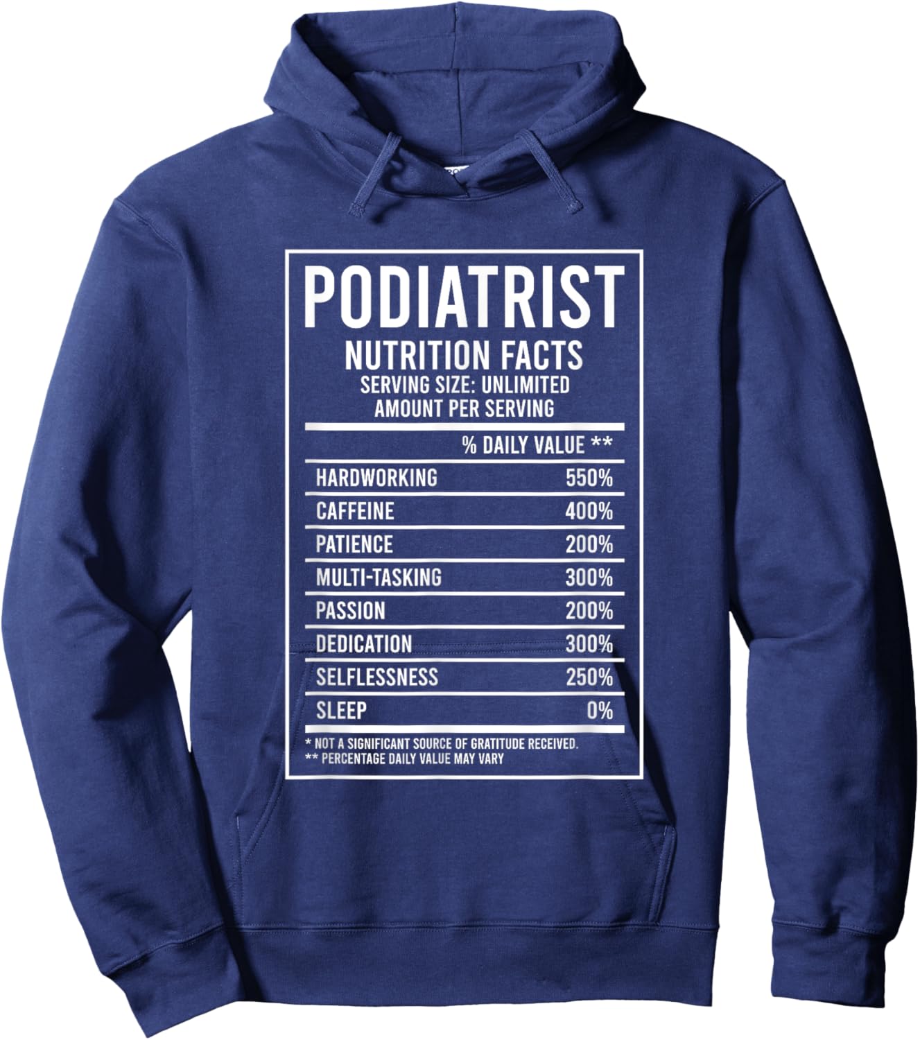 Podiatrist Nutrition Facts Podiatry Foot Doctor Hoodie - Hoodie | Navy