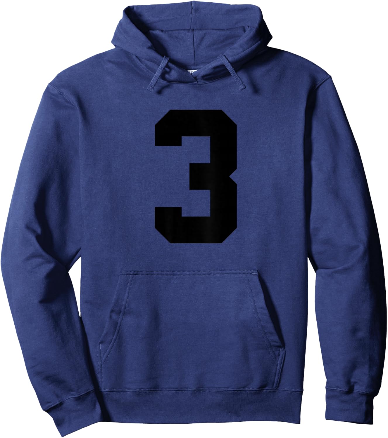 Number 3 (on Back) Team Jersey Number Hoodie - Hoodie | Navy