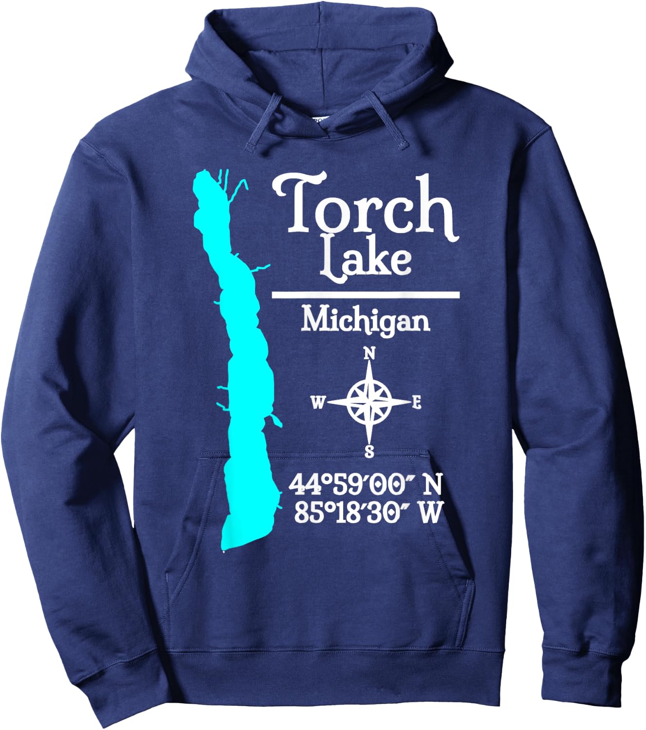 Torch Lake, Michigan Hoodie - Hoodie | Navy
