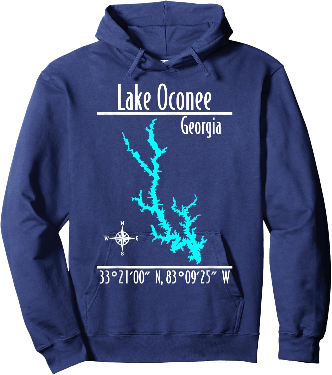 Modern Lake Oconee - Georgia Hoodie - Hoodie | Navy