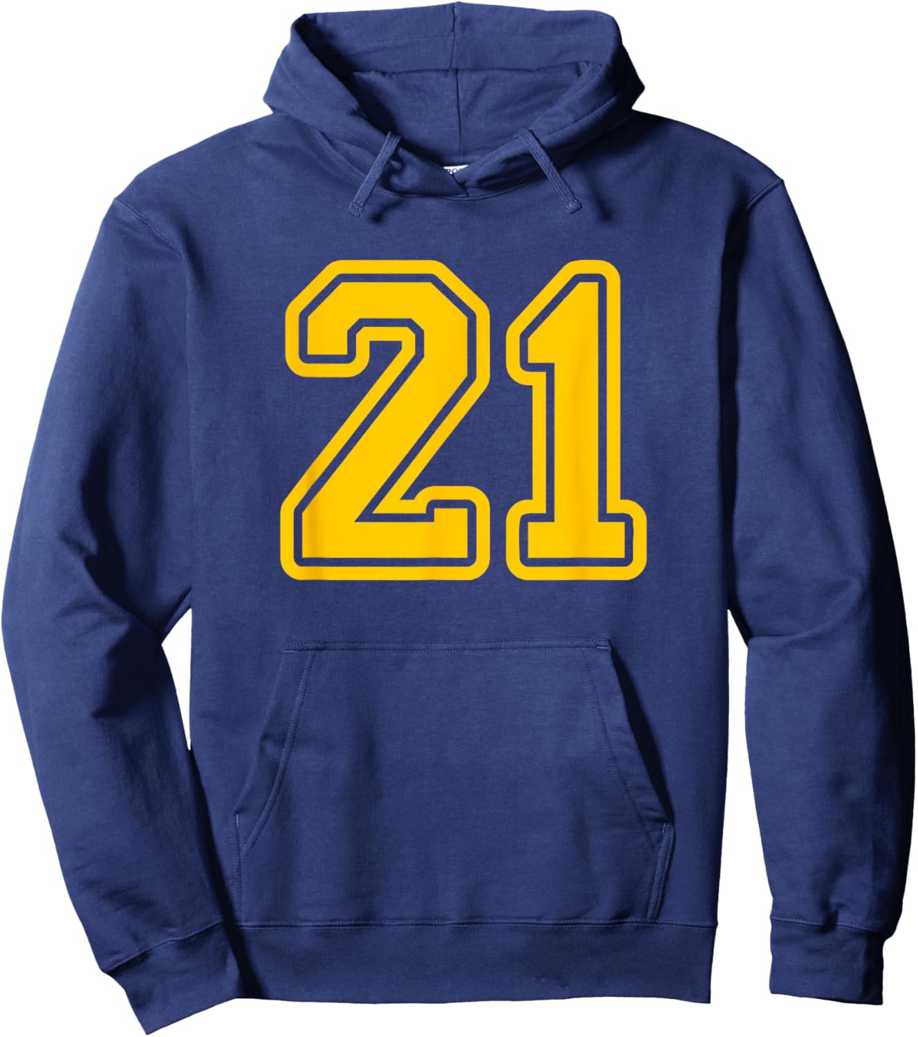 Number #21 Yellow Sport Number 21 Hoodie - Hoodie | Navy