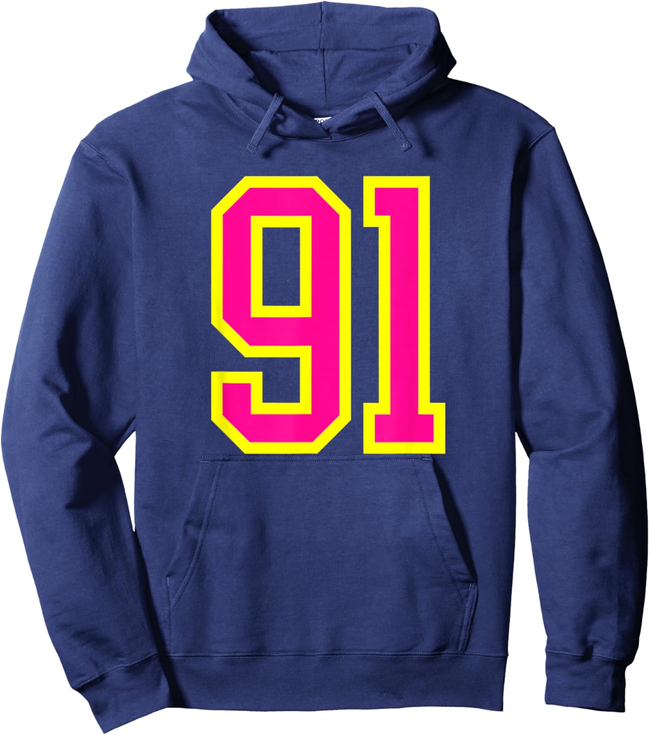 Pink Yellow Number 91 Hoodie - Hoodie | Navy