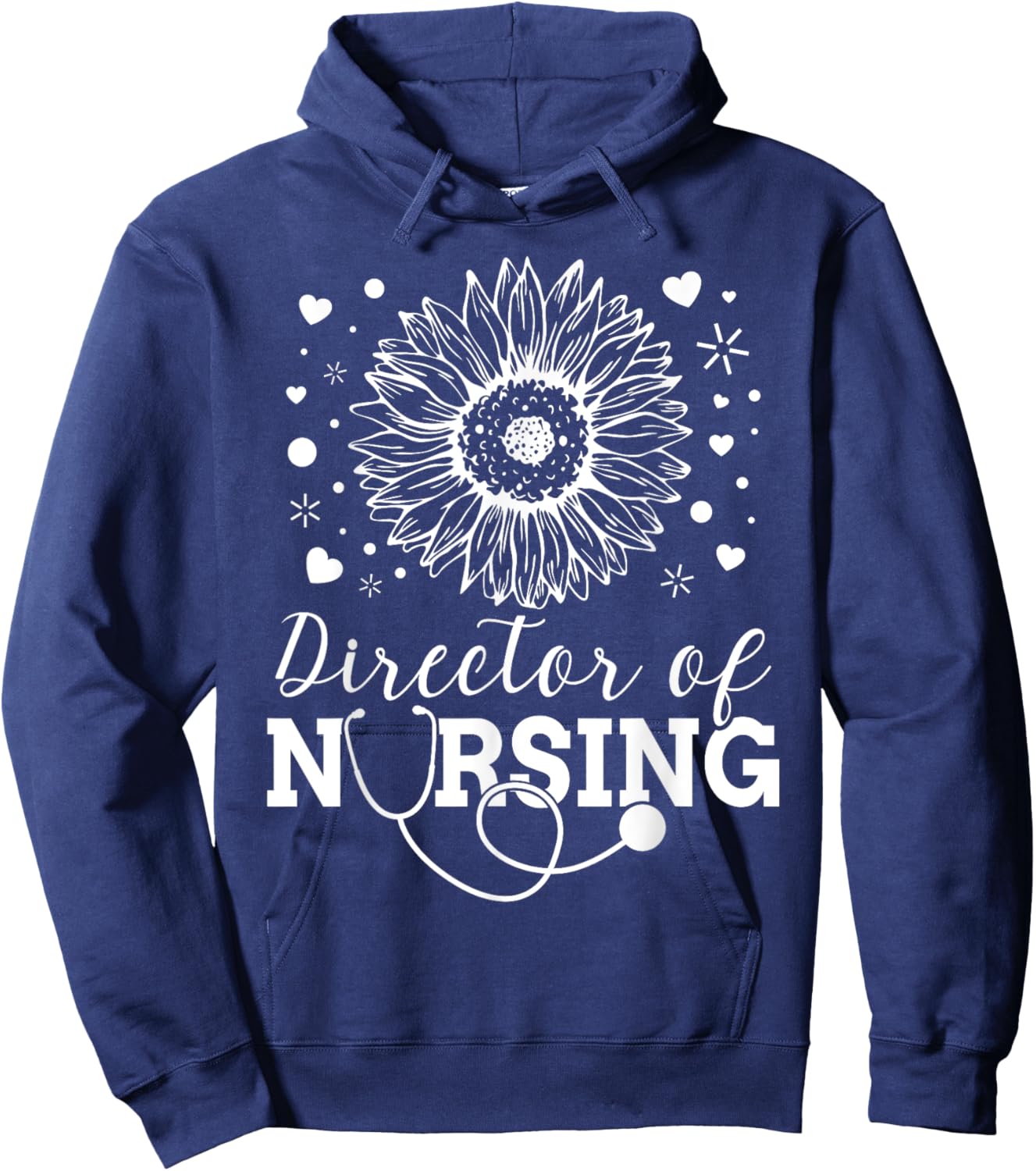 Director of Nursing Sunflower Stethoscope Hoodie - Hoodie | Navy