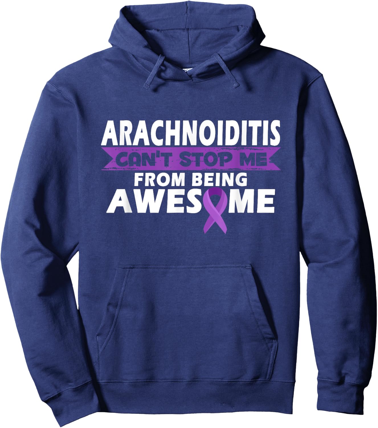 Arachnoiditis Awareness Warrior | Purple Ribbon Hoodie - Hoodie | Navy