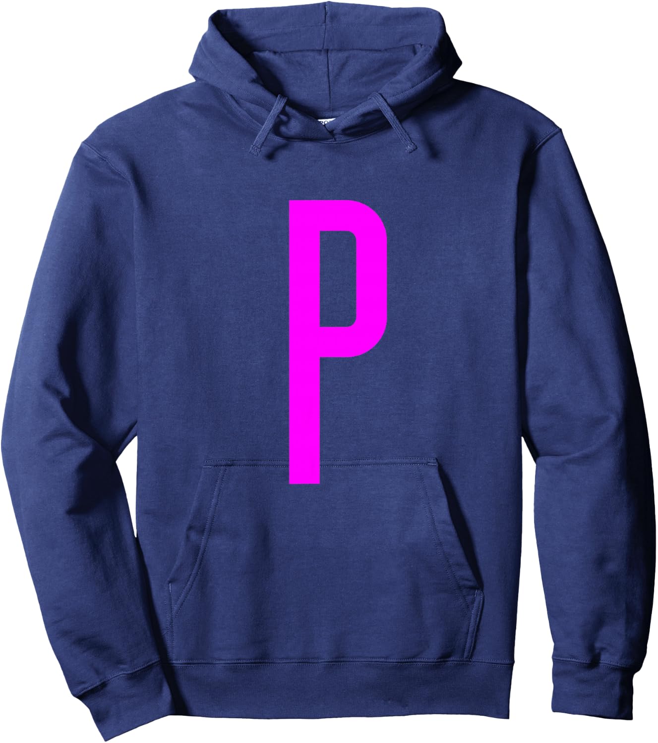 Letter P Magenta Initial Monogram Hoodie - Hoodie | Navy