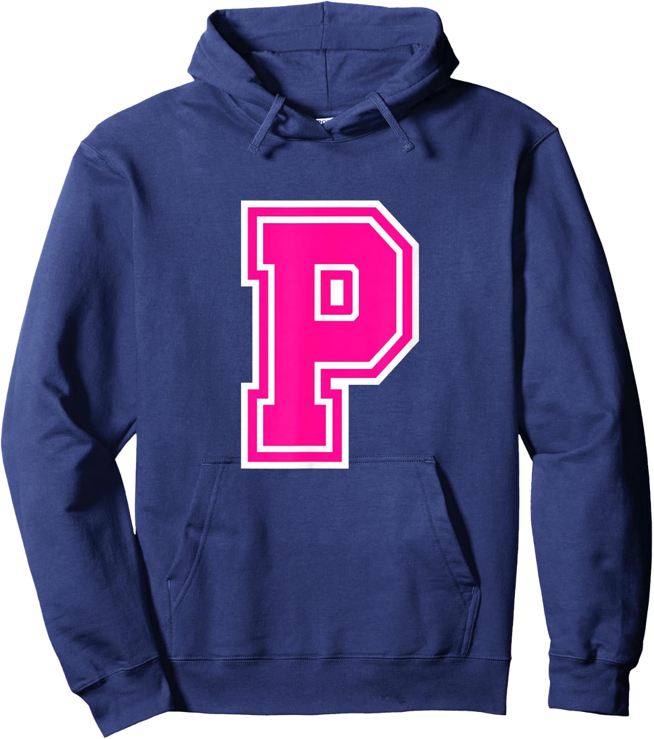 Letter P Pink Monogram Initial Hoodie - Hoodie | Navy