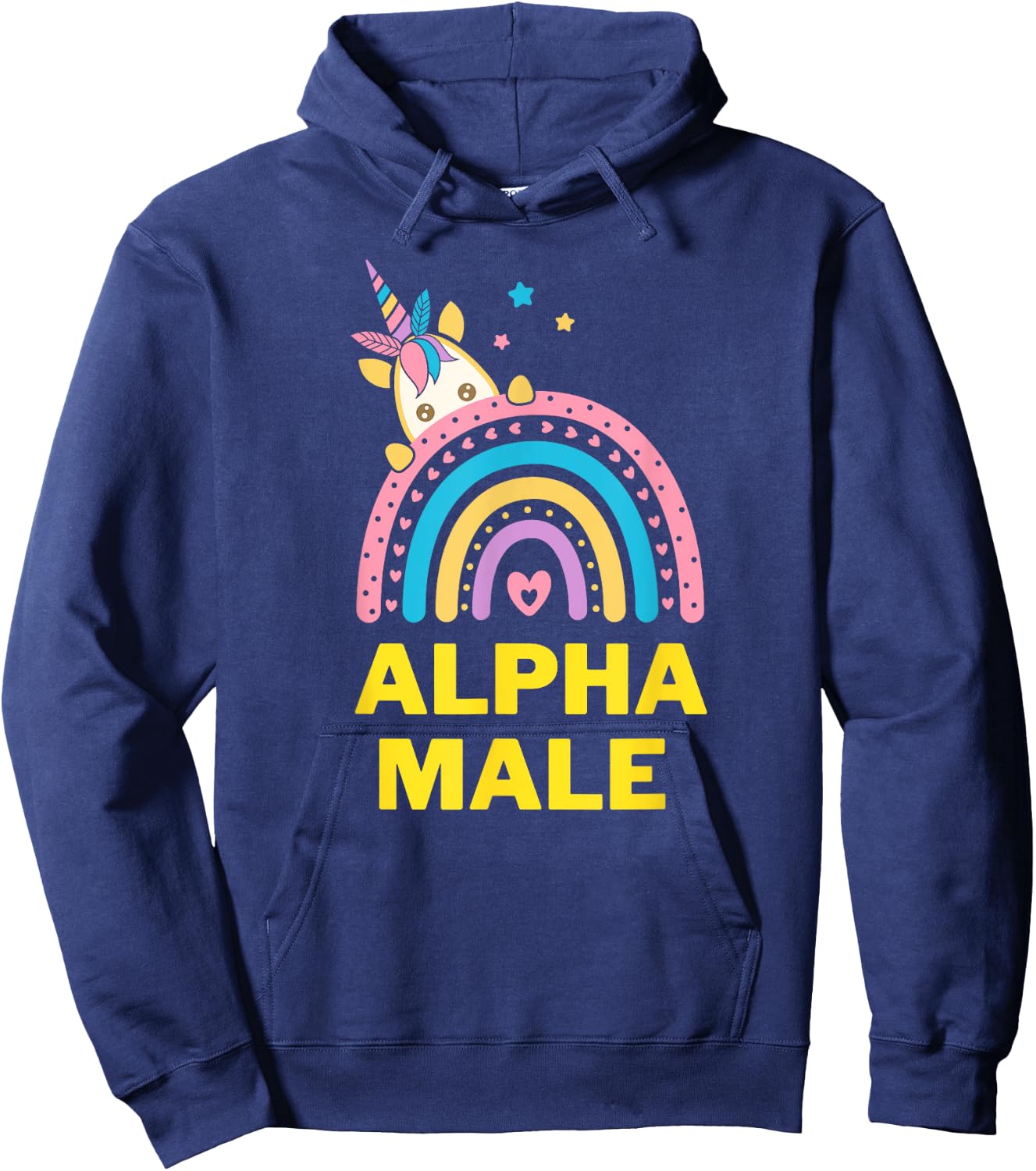 Ironic Alpha Male Unicorn Rainbow, Funny Hoodie - Hoodie | Navy