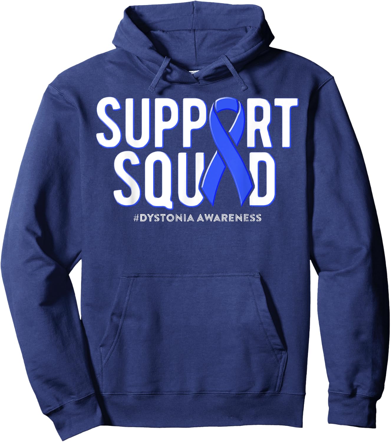 Support Squad Dystonia Awareness Blue Ribbon Hoodie - Hoodie | Navy