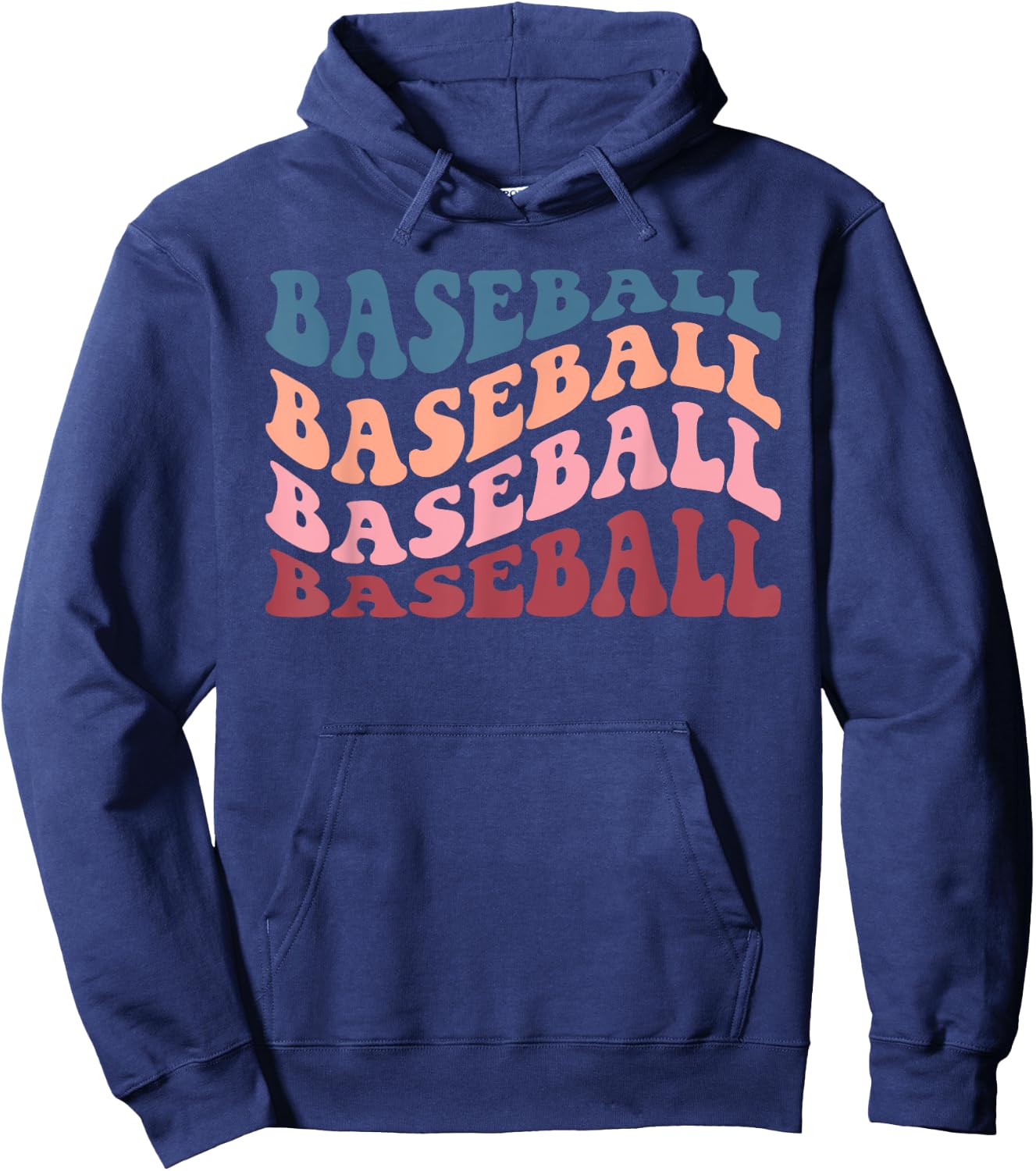 Retro Groovy Baseball Hoodie - Hoodie | Navy