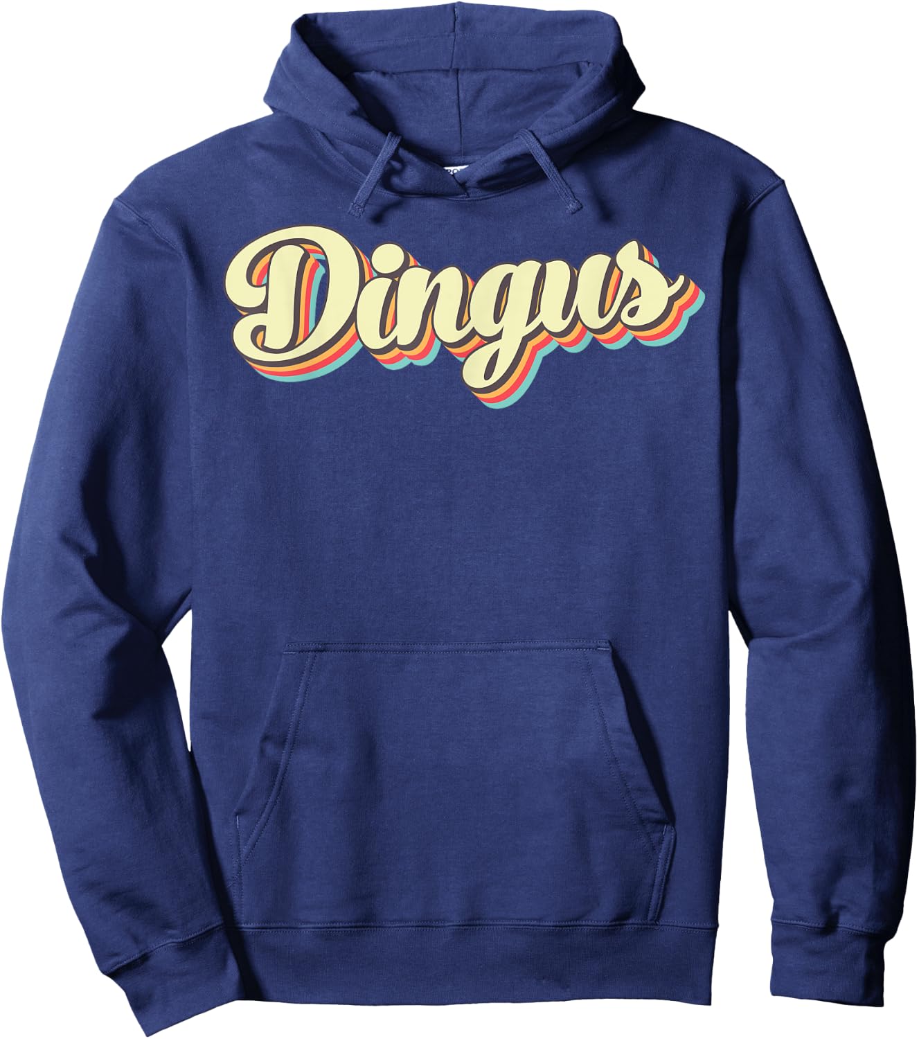 Dingus Retro Art Baseball Font Vintage Hoodie - Hoodie | Navy