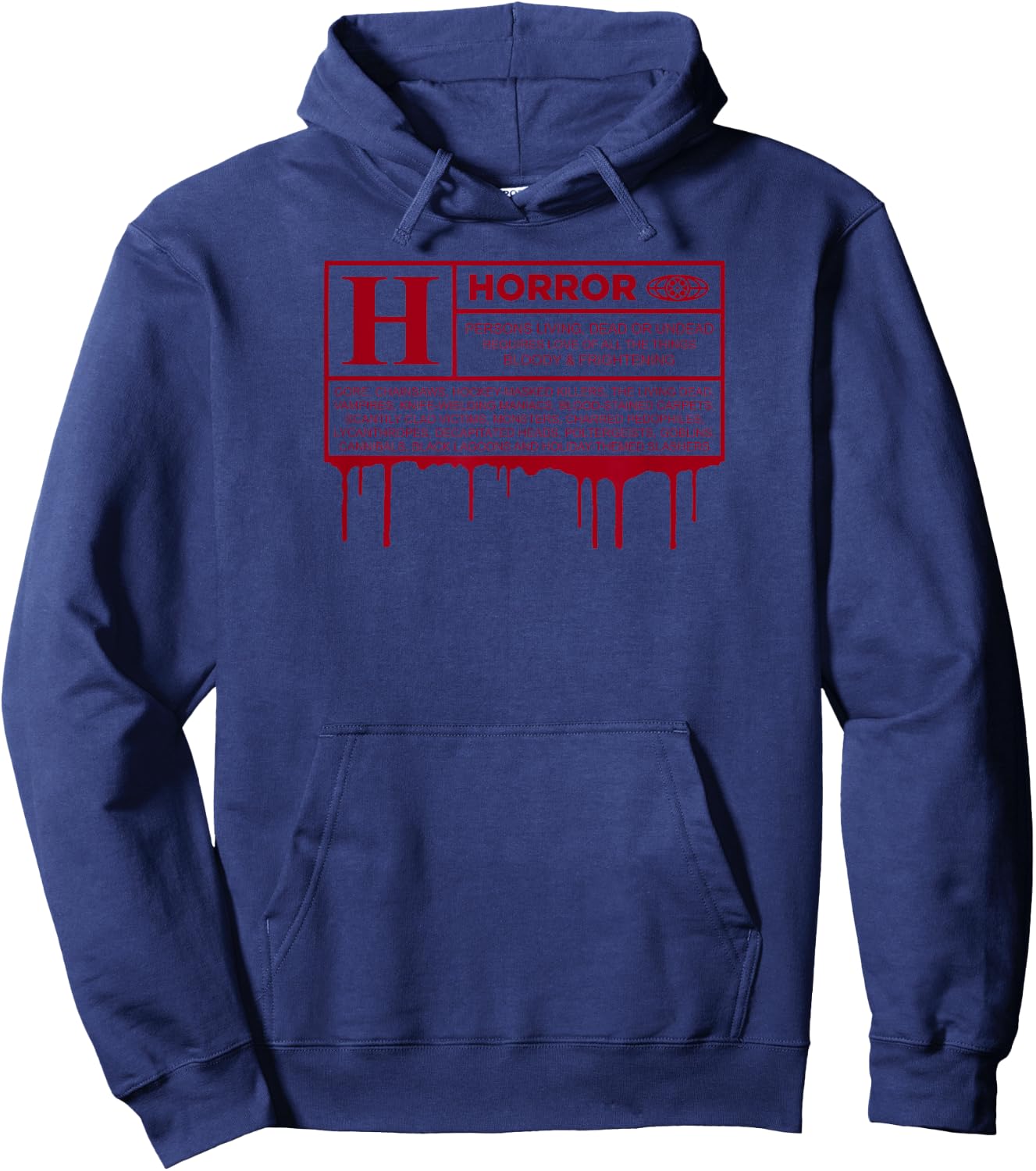 Rated H Horror Movie Label in Red. Hoodie - Hoodie | Navy