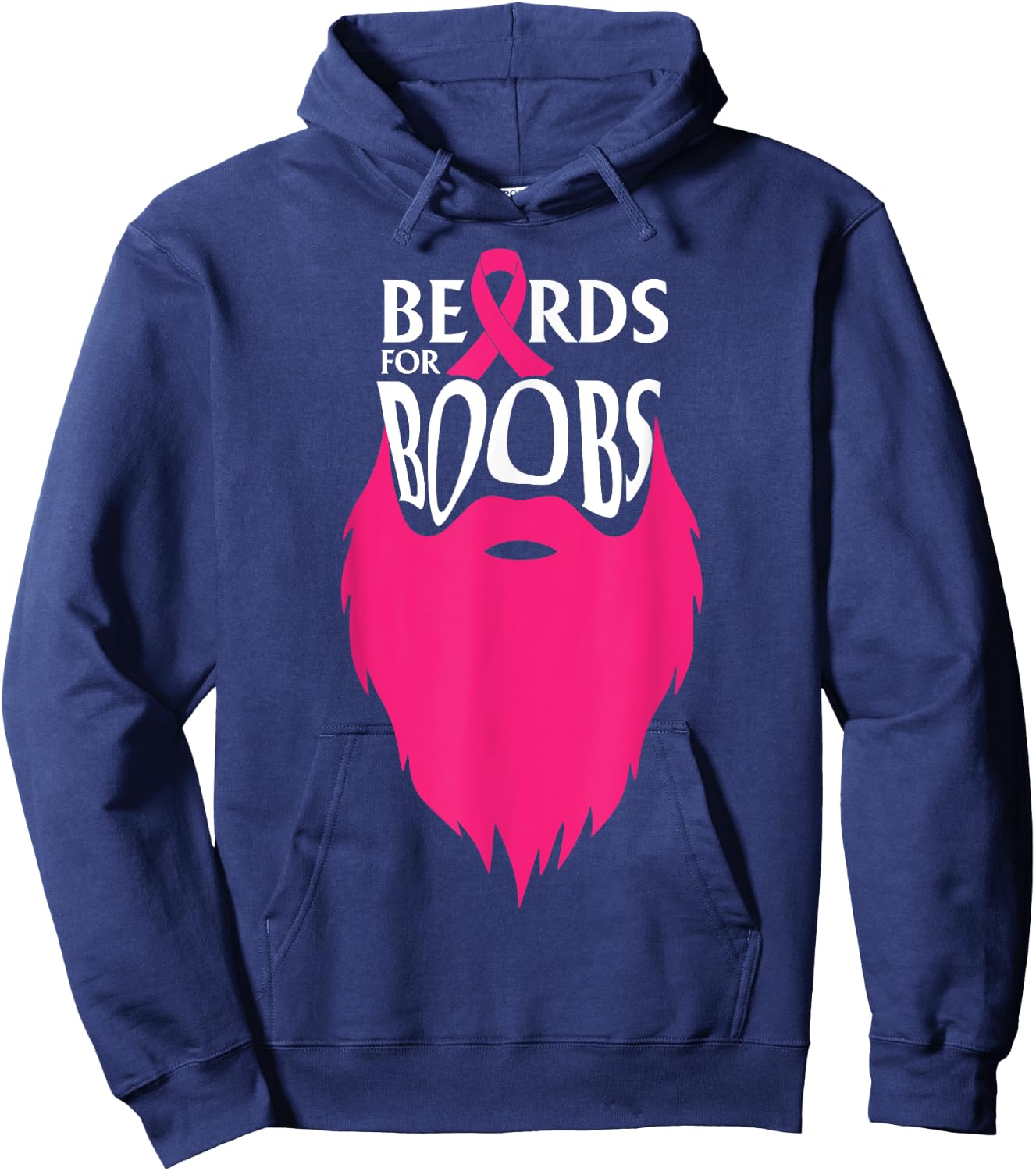 Beards For Boobs, Breast Cancer Awareness Hoodie - Hoodie | Navy