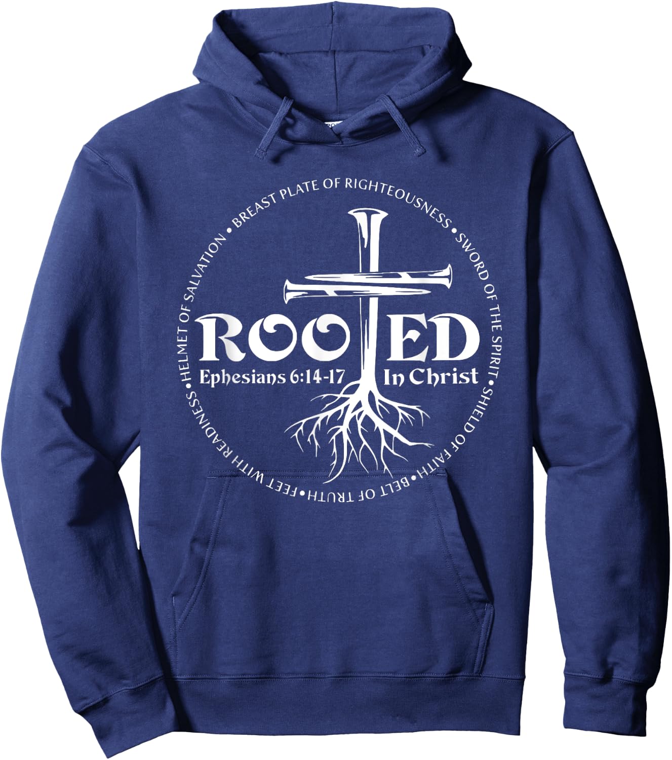 Rooted In Christ, Man Of Faith, Cross Nails Hoodie - Hoodie | Navy