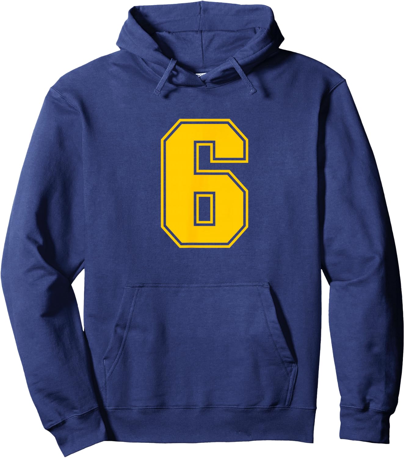 Yellow Sports Team Number #6 Hoodie - Hoodie | Navy