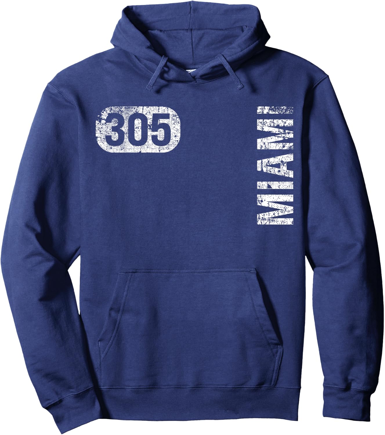 Miami Florida 305 Area Code Vintage Retro Hoodie - Hoodie | Navy