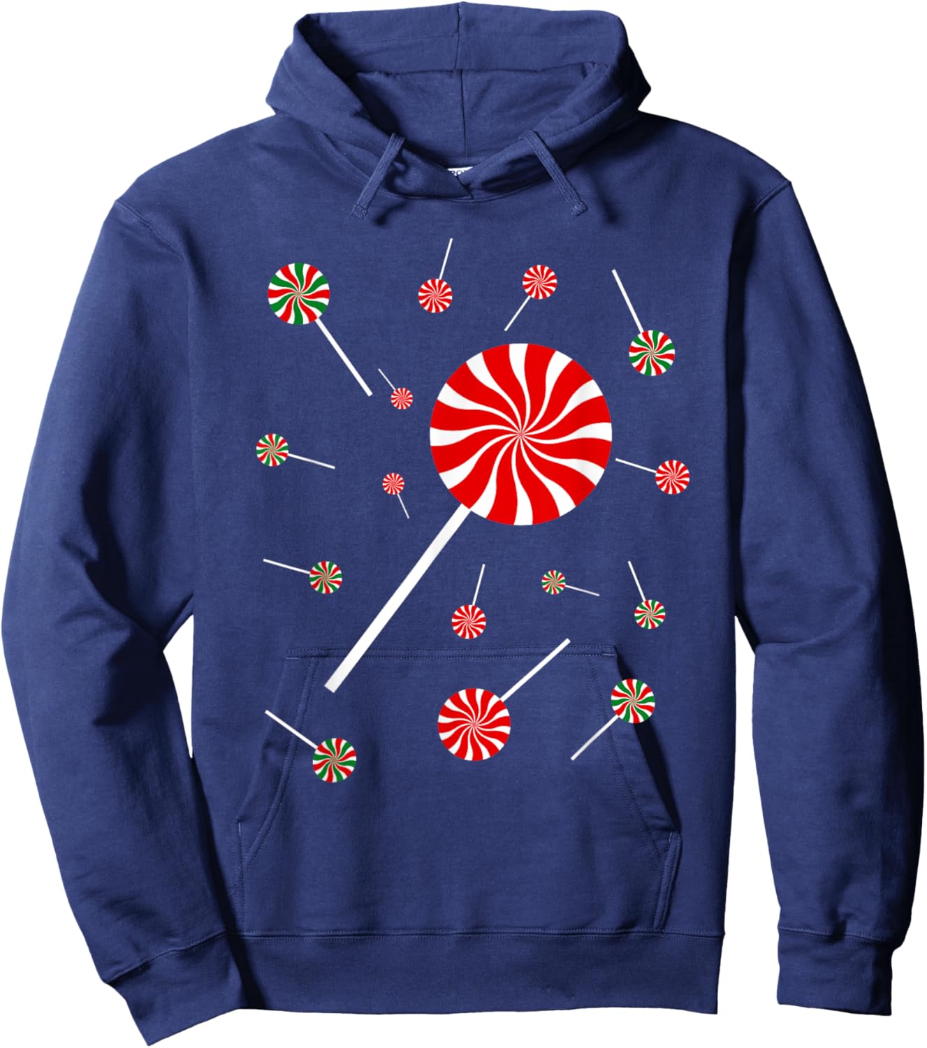 Christmas Peppermint Christmas Candy Hoodie - Hoodie | Navy