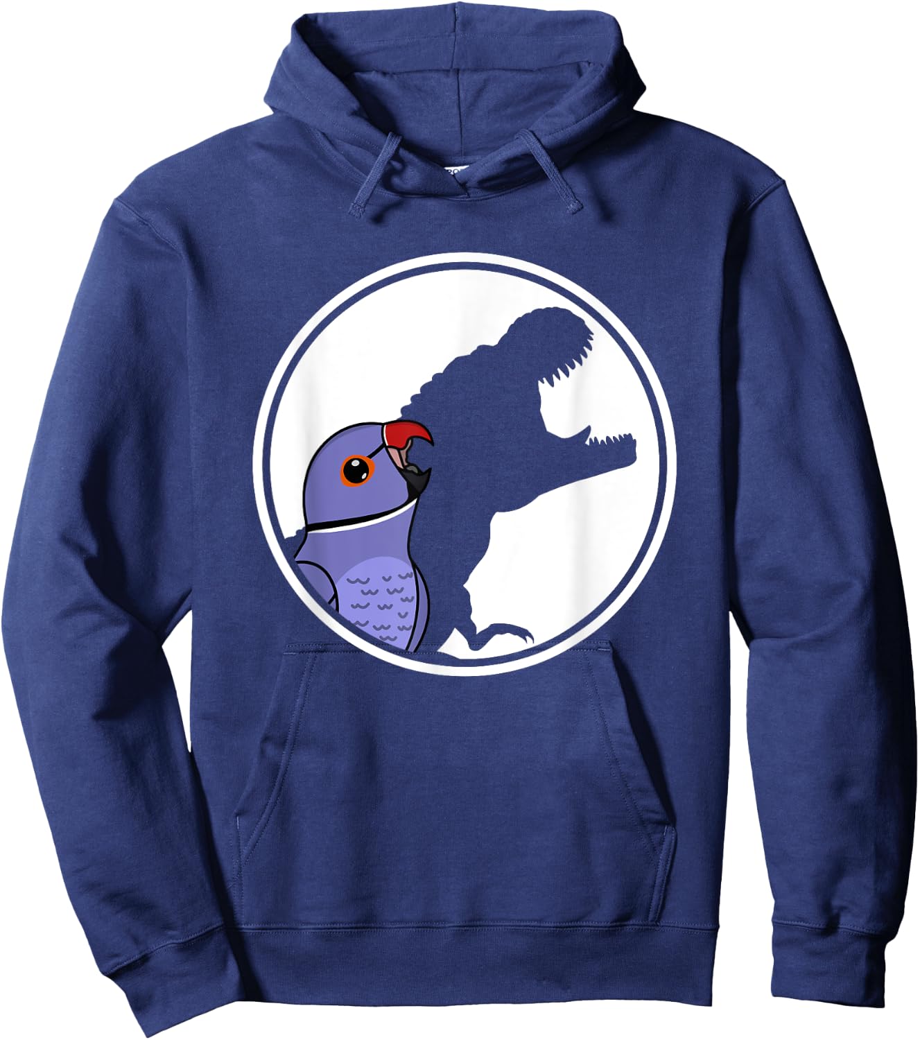 Parrot & T Rex Shadow I Violet Indian Ringneck Hoodie - Hoodie | Navy