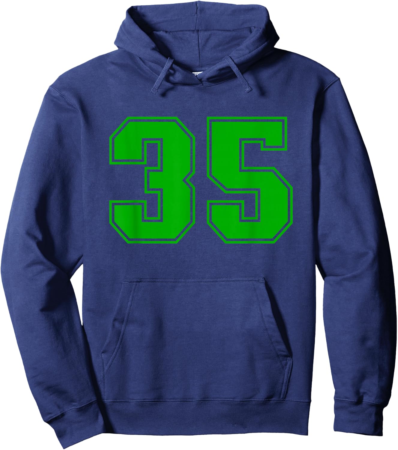 Number #35 Green Sports Team Varsity Number Hoodie - Hoodie | Navy