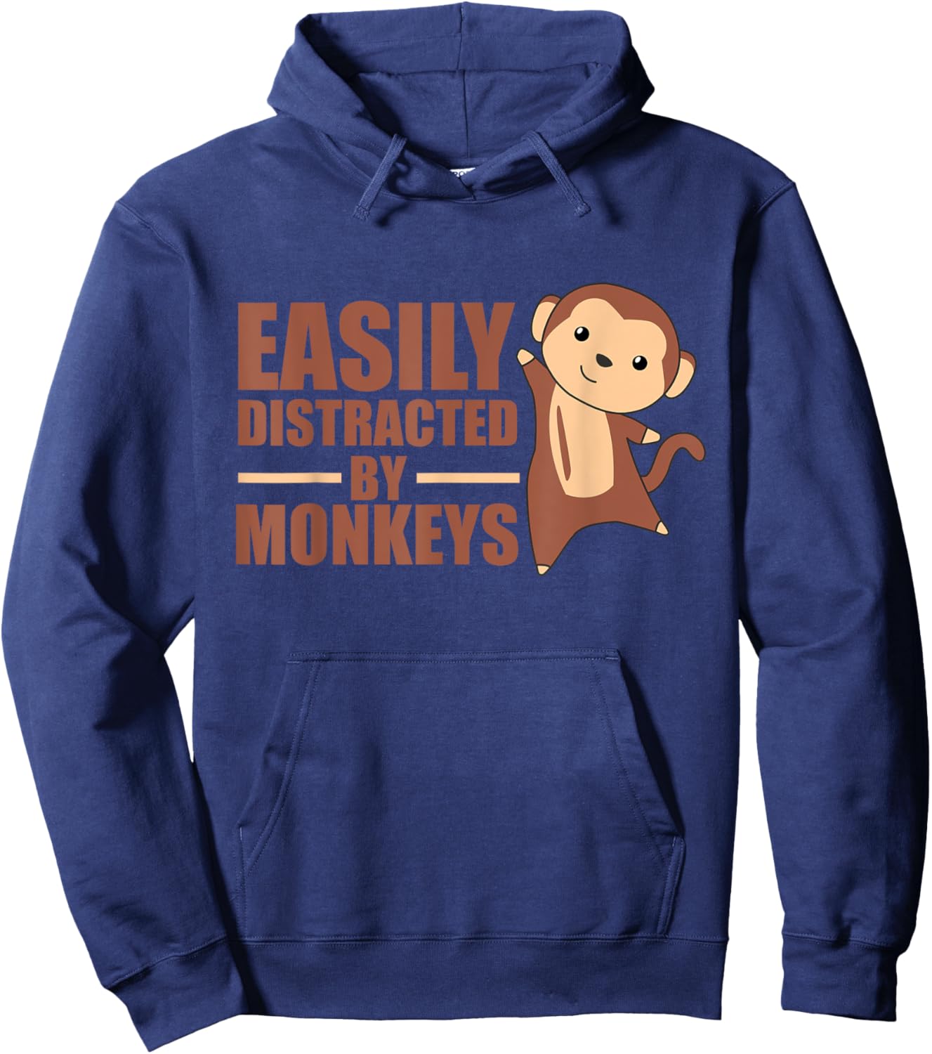 Easily Distracted By Monkeys - Cute Monkey Hoodie - Hoodie | Navy