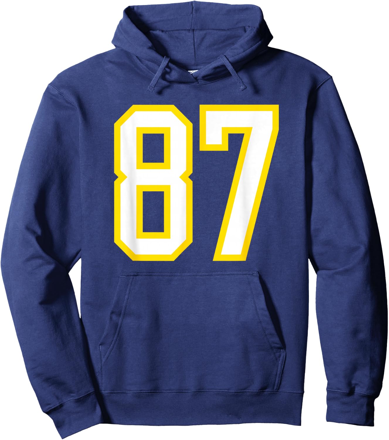 Yellow White Sports Team Number 87 Hoodie - Hoodie | Navy