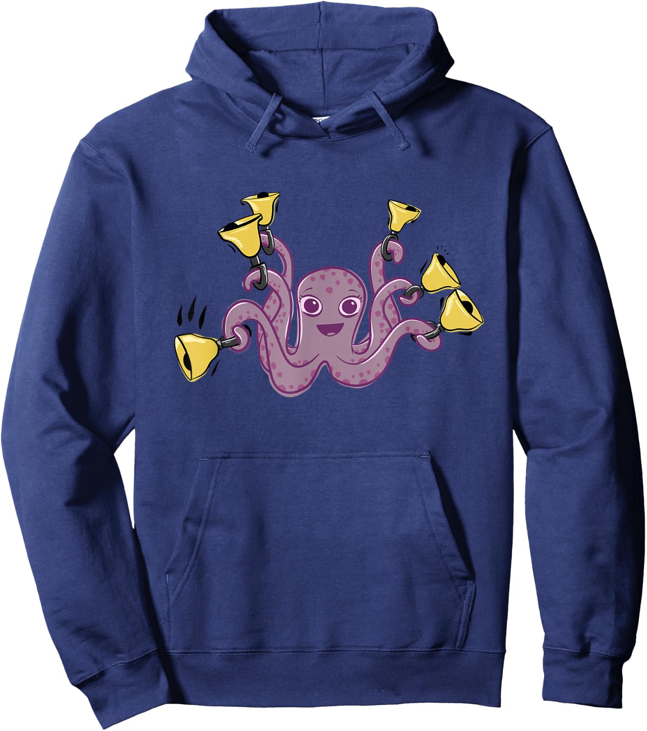 Octopus Ringing Handbells Cartoon Hoodie - Hoodie | Navy