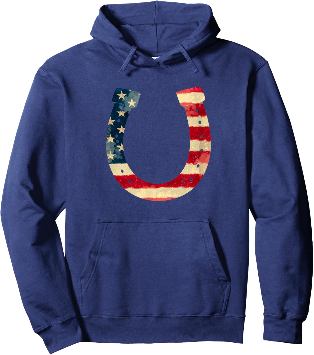 American Flag 4th July Horseshoe Kids Men Hoodie - Hoodie | Navy