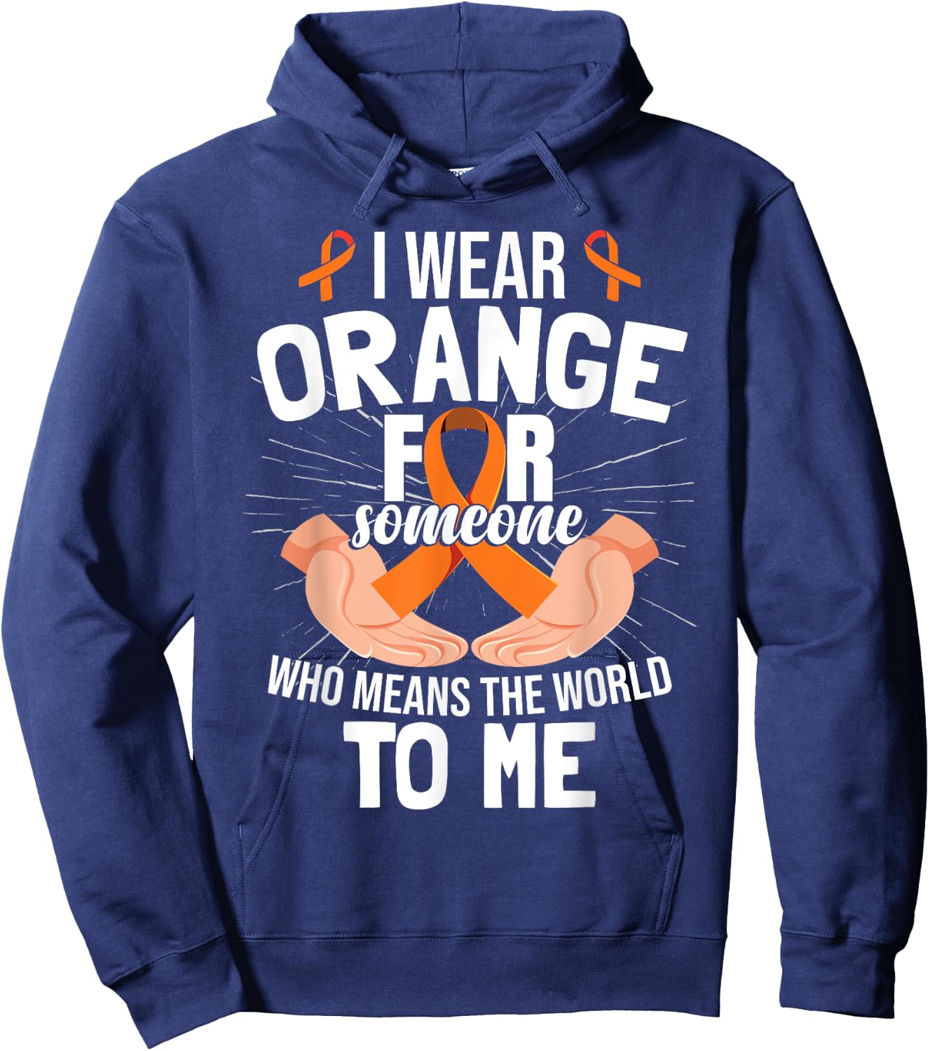 Orange Ribbon MS Multiple Sclerosis Awareness Hoodie - Hoodie | Navy