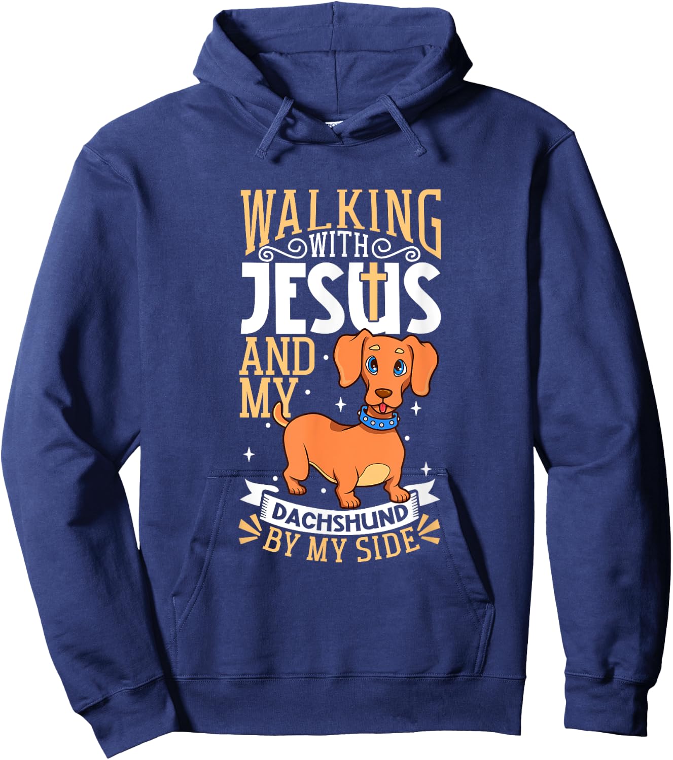 Jesus and dog - Dachshund Men Women Kids Hoodie - Hoodie | Navy