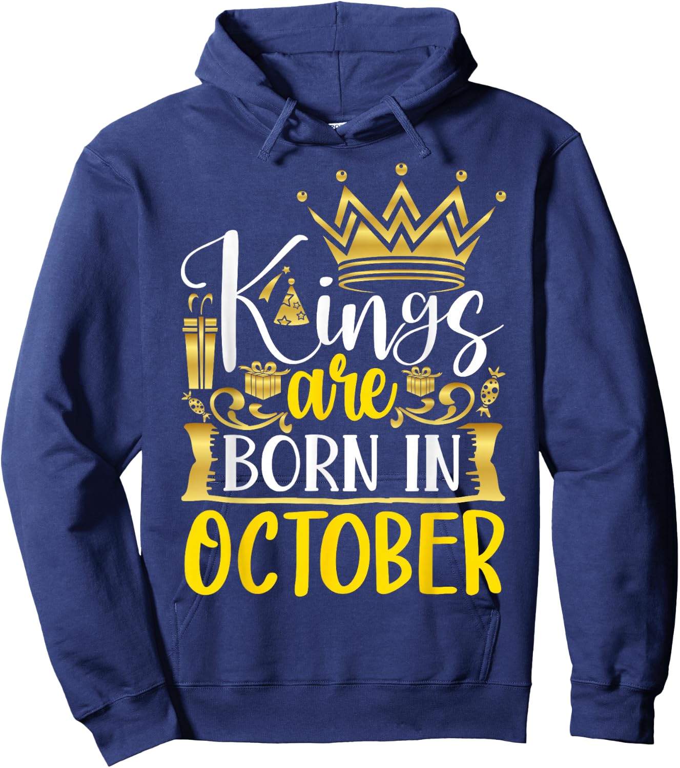 Kings are Born in October Birthday Gifts Him Hoodie - Hoodie | Navy