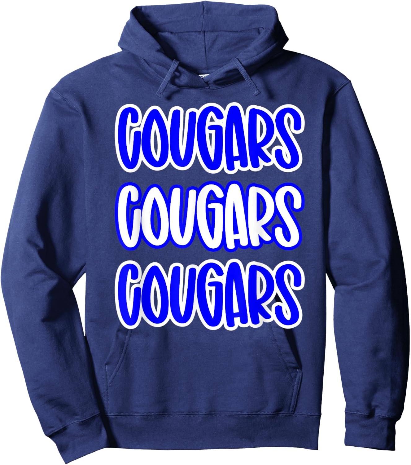 Cougars Repeating School Spirit Blue White Hoodie - Hoodie | Navy