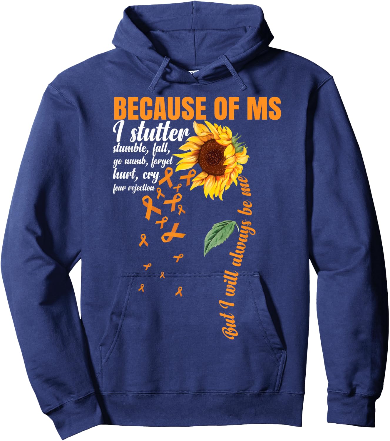 Multiple Sclerosis Warrior MS Sunflower Hoodie - Hoodie | Navy