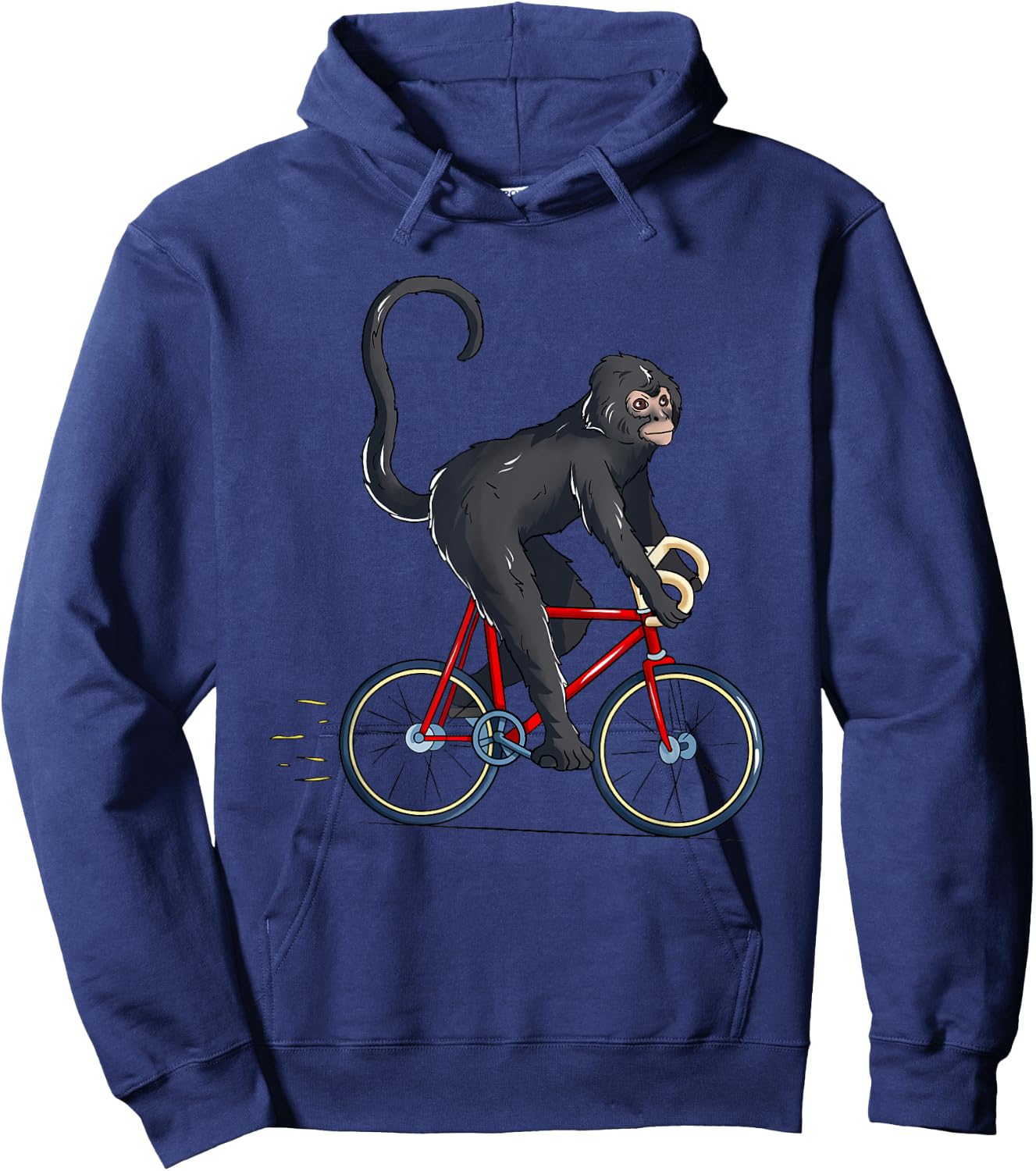 Spider Monkey Riding Bicycle Cute Biker Cyclist Hoodie - Hoodie | Navy
