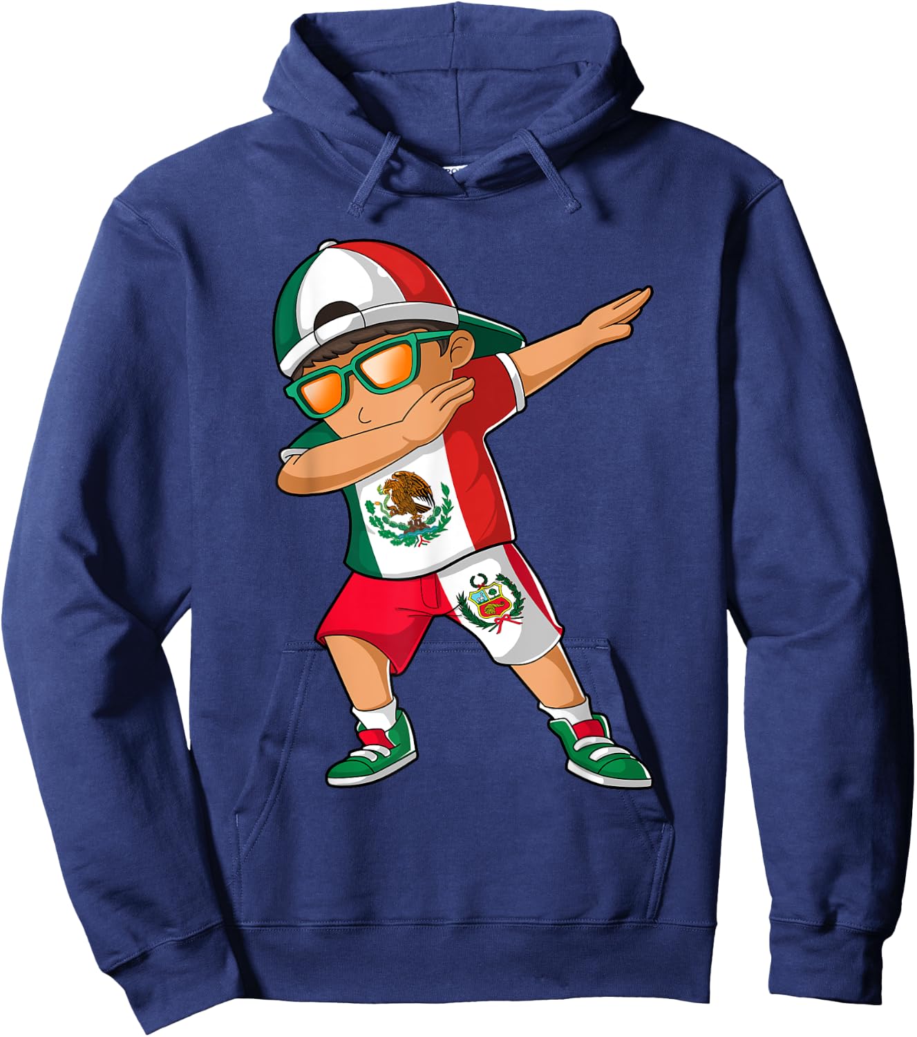 Half Mexican Half Peruvian Boy Mexico Peru Flag Hoodie - Hoodie | Navy