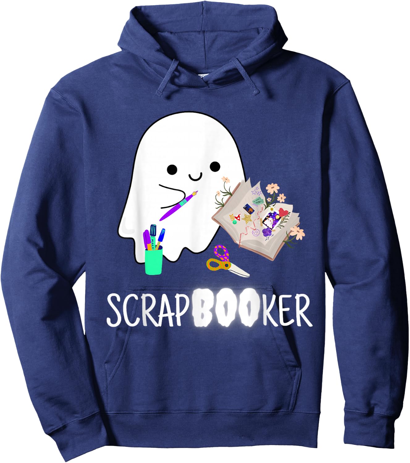 Cute Ghost Halloween Scrapbook Arts Crafts Hoodie - Hoodie | Navy