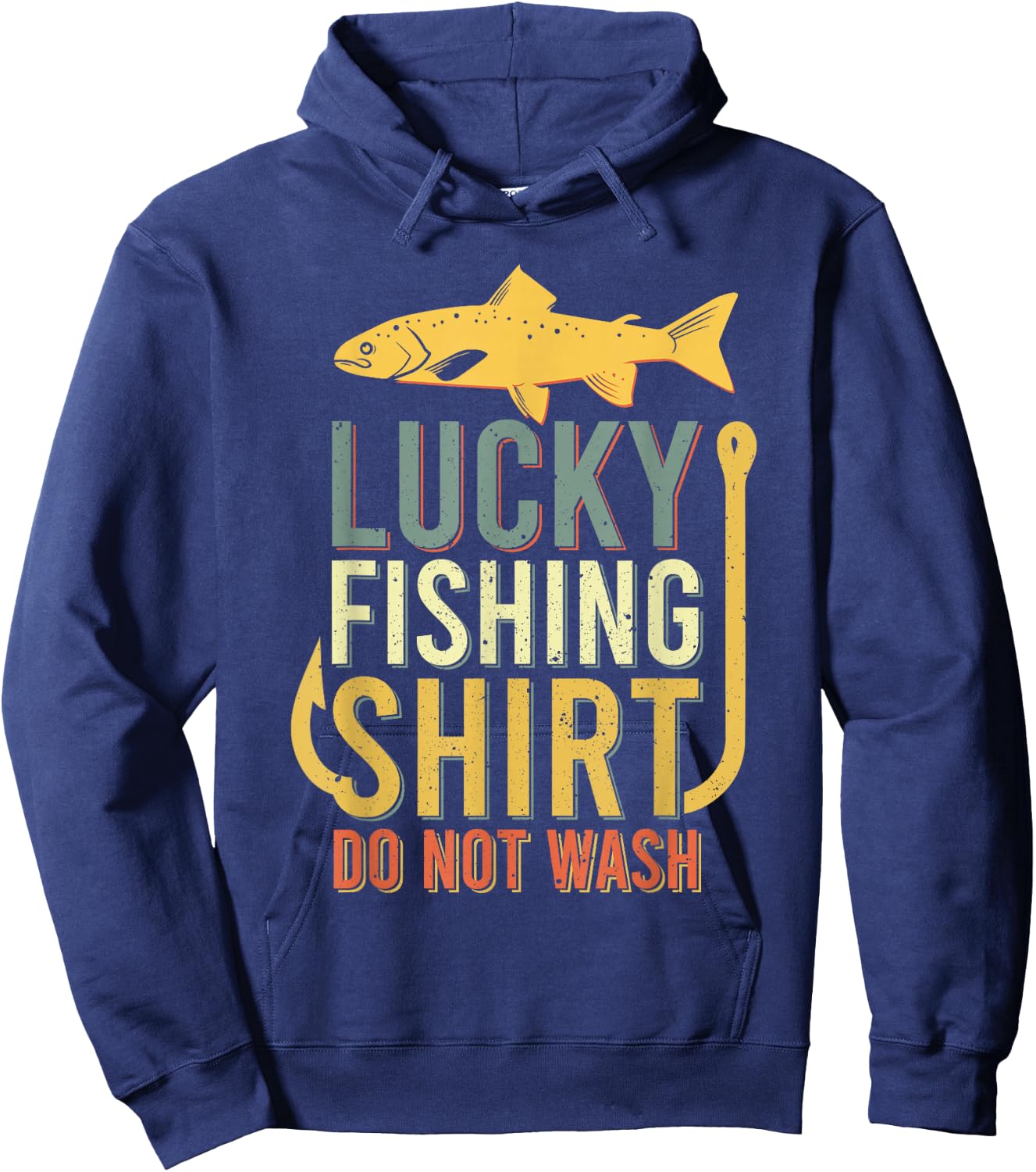 Lucky Fishing-Shirt Youth Kids Boys Trout Funny Hoodie - Hoodie | Navy