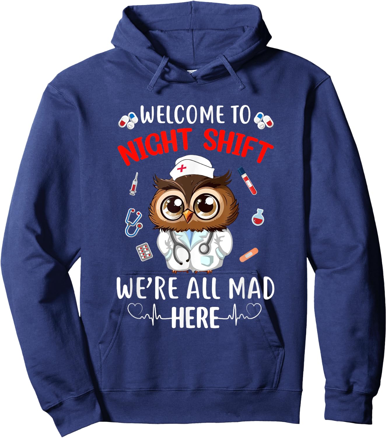 Funny Owl Night Shift Nurse Doctor Rn Er Women Hoodie - Hoodie | Navy