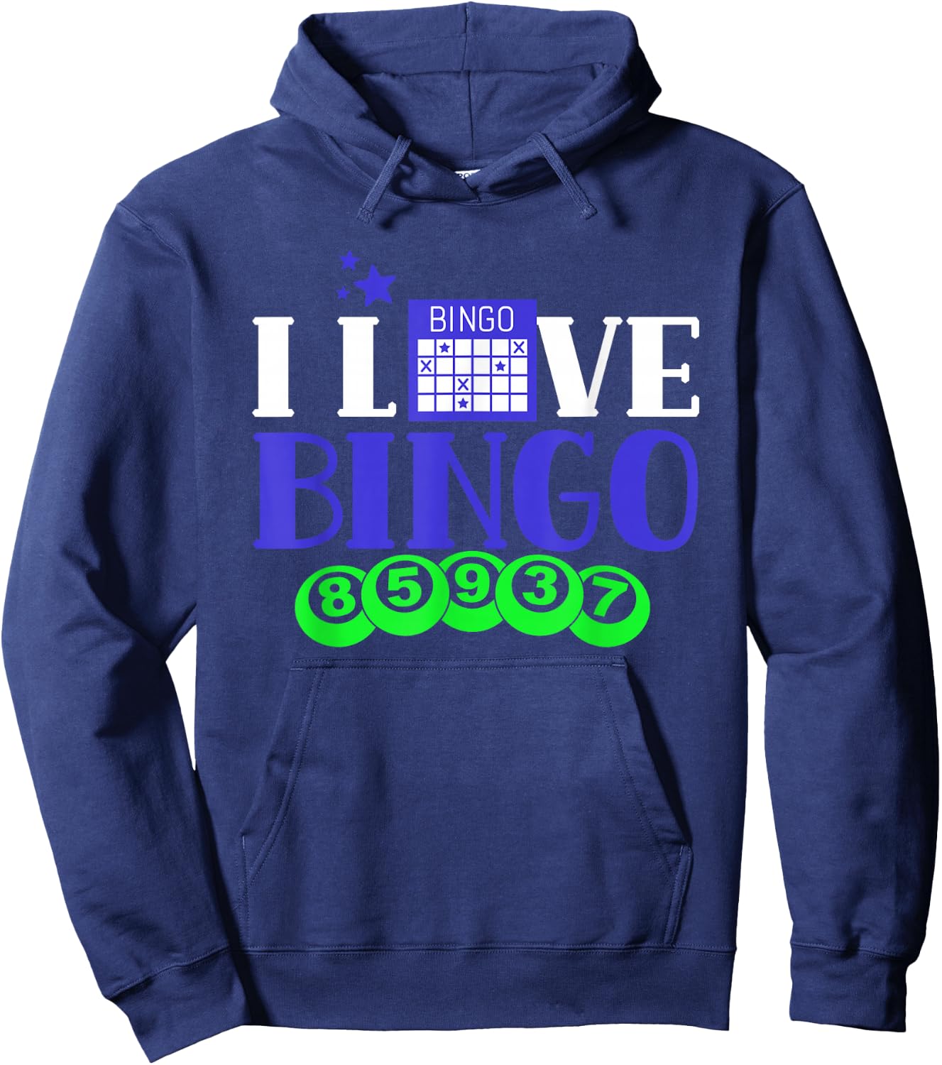 I Love Bingo Lover Humor Player Game Hoodie - Hoodie | Navy