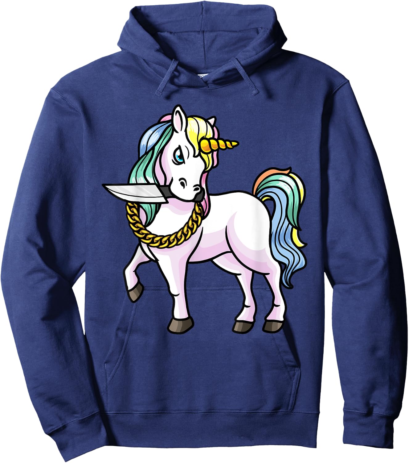 Unicorn With Knife Girls Women Hoodie - Hoodie | Navy