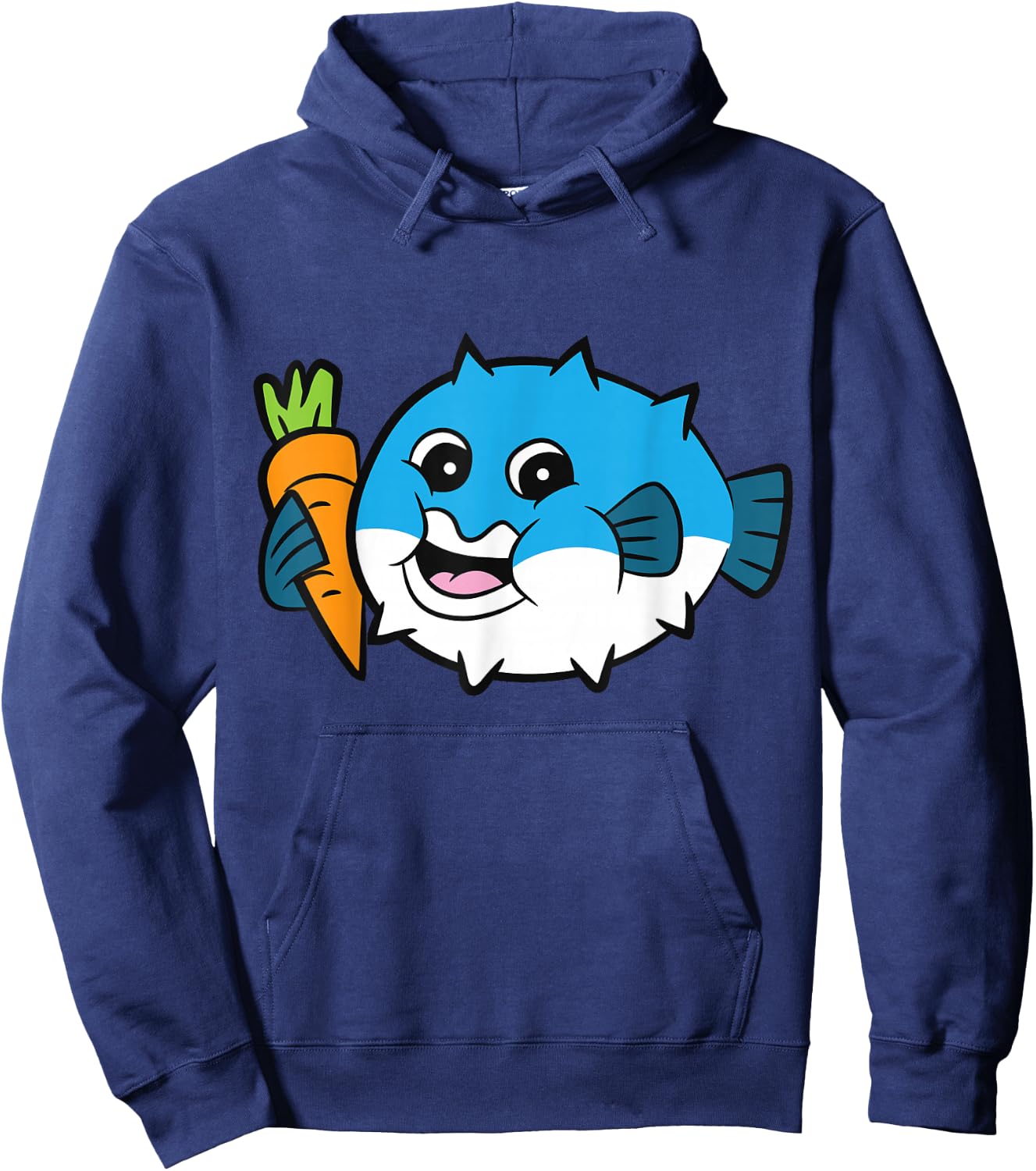 Pufferfish Eating Carrot Meme Funny Pufferfish Hoodie - Hoodie | Navy